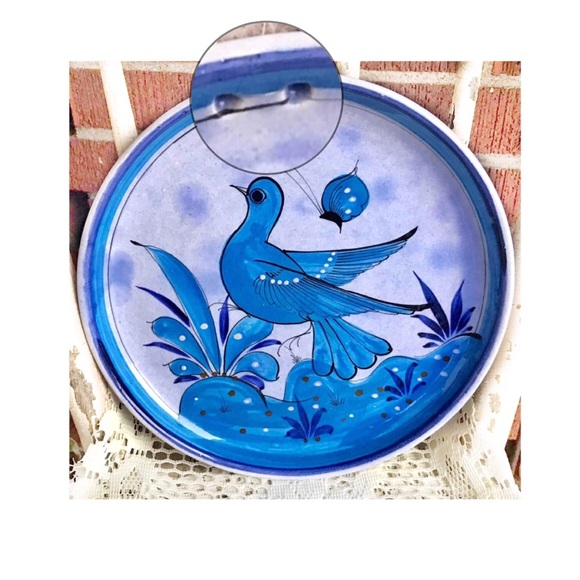 Blue Bird Pottery Plate Vintage, Toñala Pottery - Picture 8 of 8